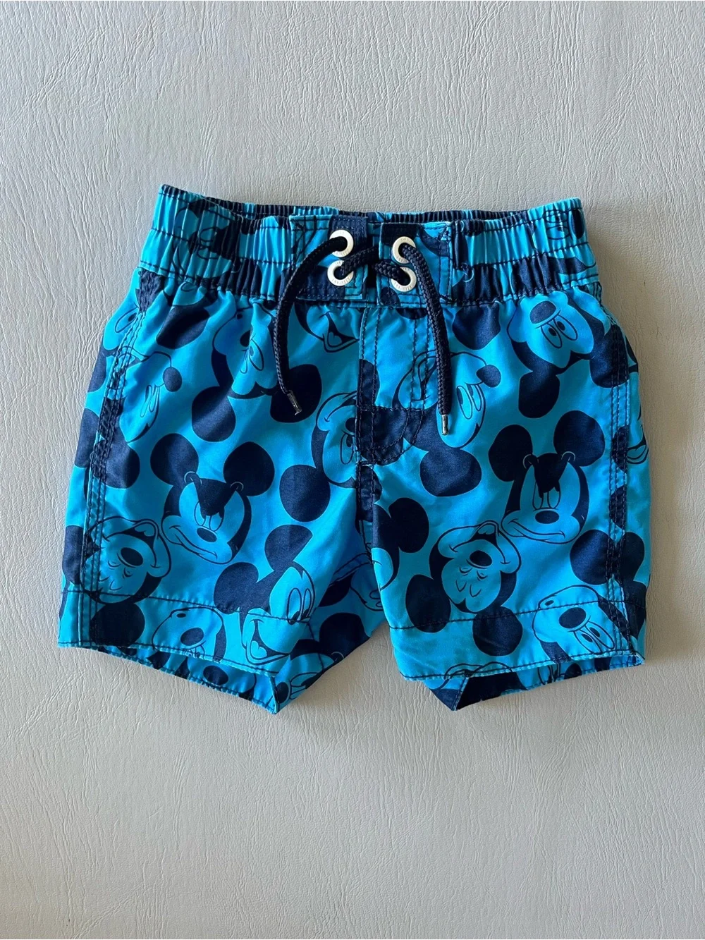 GAP‎ Blue Mickey Mouse Print Swim Shorts with Navy Drawstring